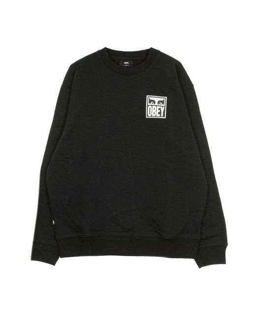 Obey Men's Black Eyes Icon Premium Crew Neck Sweatshirt