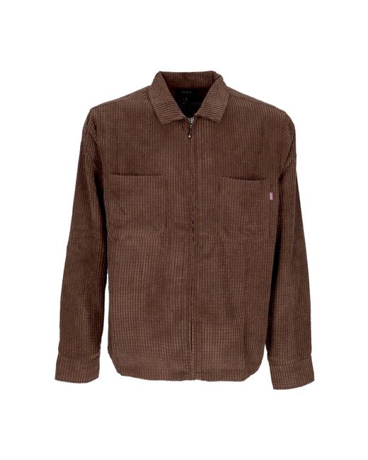 Huf Brown Cornelius 'Long Sleeve Shirt Zip Shirt for men