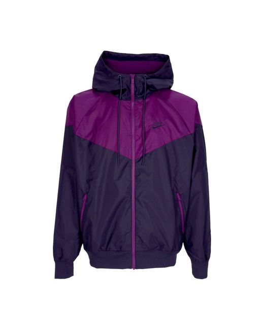 Nike Purple Windbreaker Sportswear Woven Lined Windrunner Hooded Jacket Ink/Disco/ Ink for men