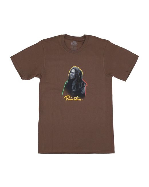 Camiseta One Love Tee X Bob Marley Marron Hombre Primitive Skateboarding de hombre de color Brown