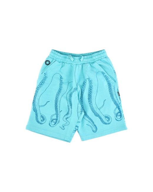 Octopus Blue Short Pants Dyed Sweatshort for men