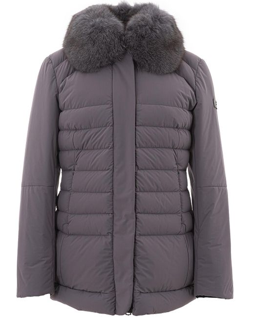 Peuterey Gray Padded Jacket With Fur Collar