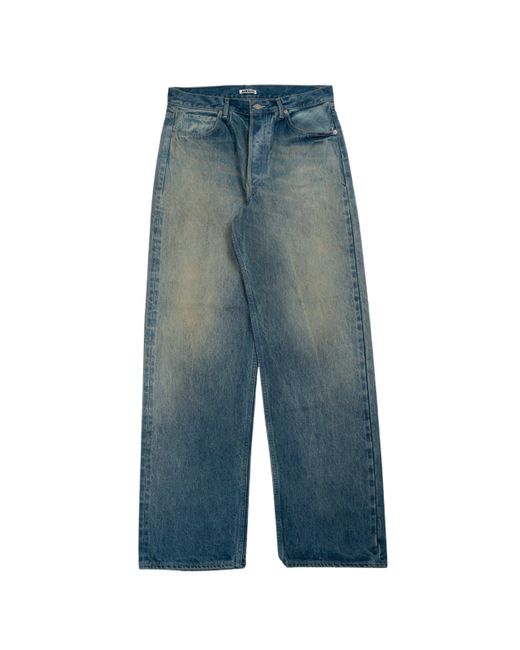 Auralee Wijde Broek Met Zelfkant in het Blue voor heren