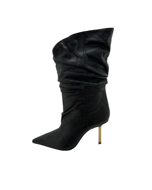 SCHUTZ SHOES Black Ribbed Boots With Heel 9Cm