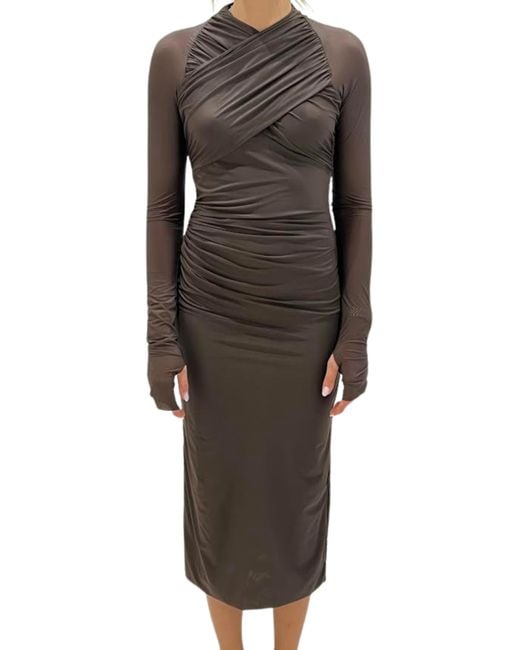 Midi Vestido Escandalo Donna Draped Aniye By de color Brown