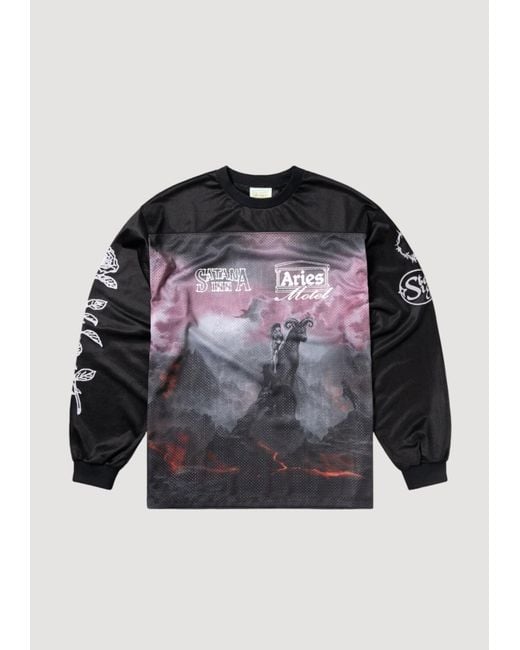 Aries Gray Ramscape Airtex Ls Tee for men