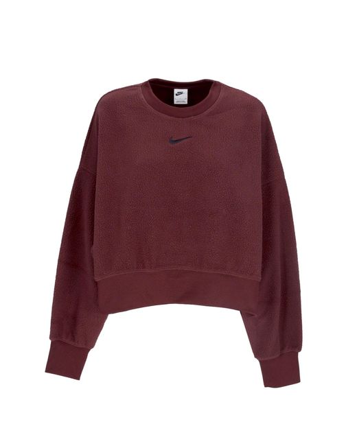 Nike Purple Damen-Sweatshirt Mit Rundhalsausschnitt Sportswear Plush Mod Crop Crewneck Burgundy Crush/Schwarz