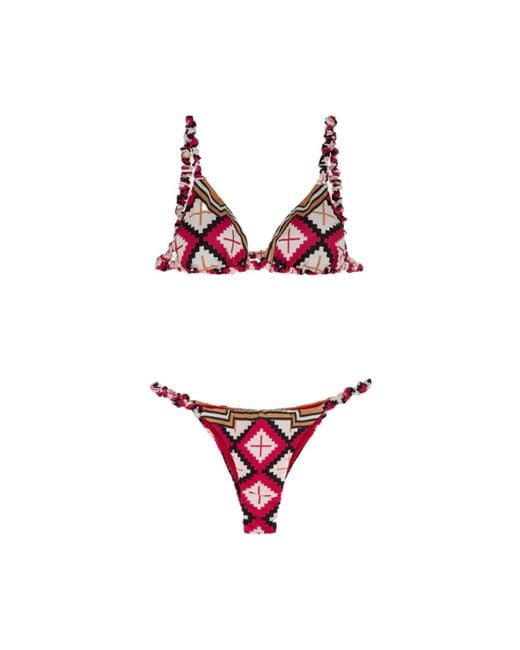 ME FUI Women's Red Bikini Triangle Fantasia Rombi Mf24-0640X1