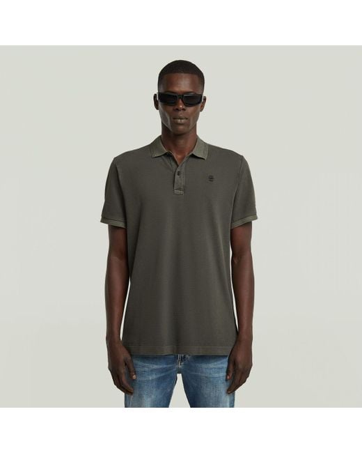 G-Star Green Polo D11595-D756 Dunda Overdyed B575 Asphalt for men