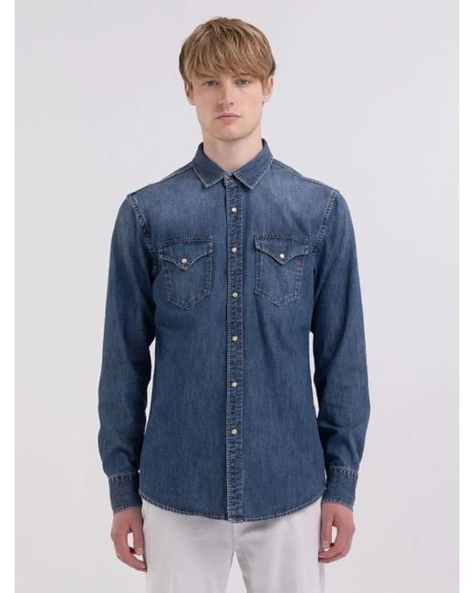 Replay Blue Shirts M4860B.26C.62A 009 for men
