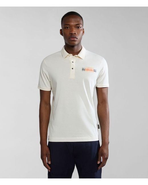 Napapijri White Polo E-Smallwood Np0A4Hpv N1A1 Whisper for men