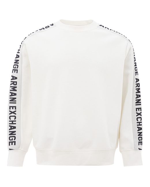 Armani Exchange White Sweatshirt With Logo Sleeves for men