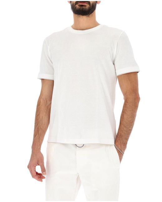 Eleventy White Round Neck T-Shirt And for men