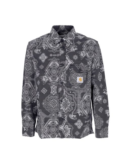 Carhartt Verse Herenoverhemd Met Lange Mouwen, L/S-Overhemd, Zwart, Zware Steenwassing in het Gray voor heren