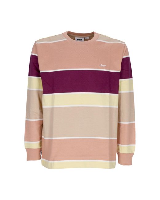 Obey Herren Langarm-T-Shirt Nationale Stripe L/S Tee in Purple für Herren
