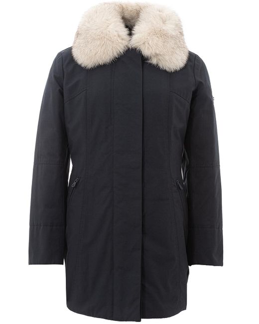 Peuterey Black Technical Trench Coat With Fur Collar