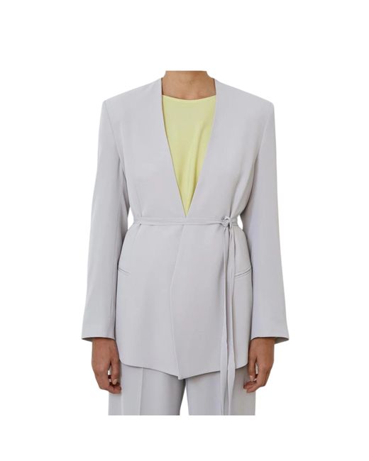 Mujer Sobre Chaqueta Con Cinturon MEIMEIJ de color Gray