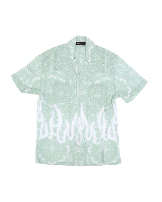 Vision Of Super Green Short Sleeve Shirt Spray Flames Bandana Shirt for men