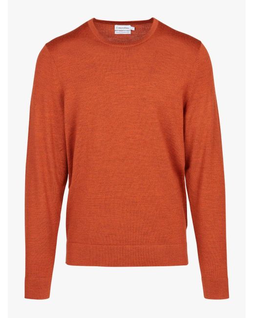Calvin Klein Orange Maglione Tondo Fit Round Fit for men