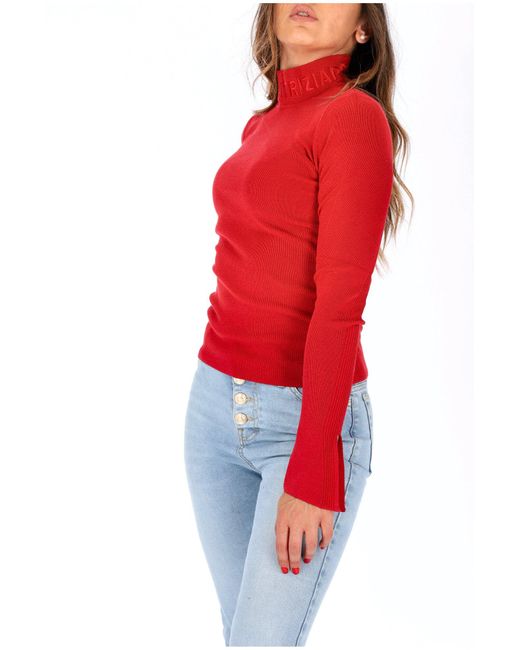 Patrizia Pepe Red Sweatshirt With Logo Infrarouge