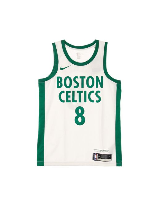 Nike Basketbaltanktop Voor Nba Swingman Jersey City Edition 2020 Nr. 8 Kemba Walker Boscel Wit/Klaver in het Green voor heren