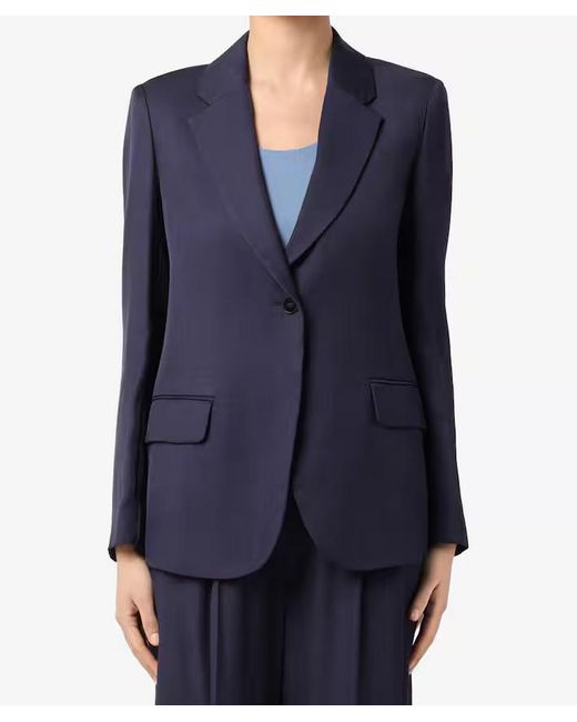 Marella Blue Jacket Mixed Linen for men