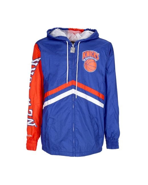 Mitchell &amp; Ness Herenwindjack Nba Onmiskenbaar Windjack Met Volledige Ritssluiting Hardhout Classics Neykni in het Blue voor heren