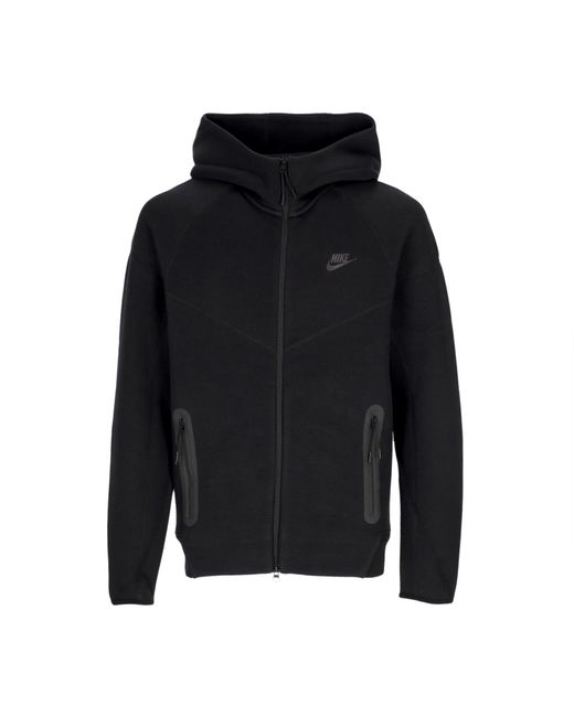Nike Black Lightweight Hooded Zip Sweatshirt Tech Fleece Full-Zip Windrunner Hoodie for men