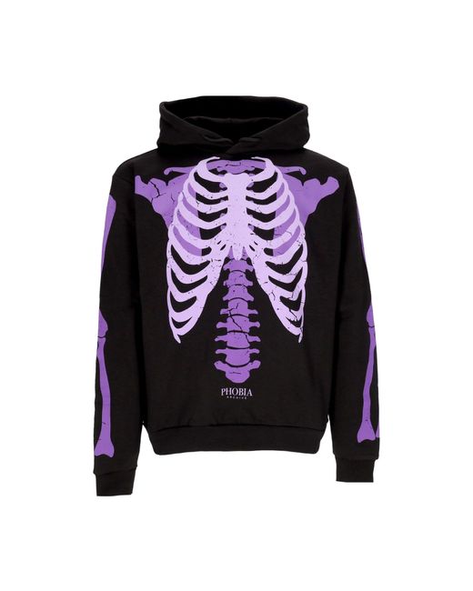 Phobia Leichter Herren-Hoodie Mit Skelett-Print, Schwarz/Lila in Blue für Herren