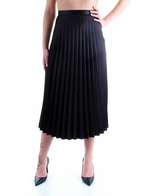 Fabiana Ferri Black 30551 High-Waisted Pleated Long Skirt