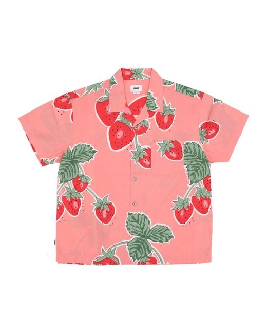 Obey Pink Short Sleeve Shirt Jumbo Berries Wove Shirt for men