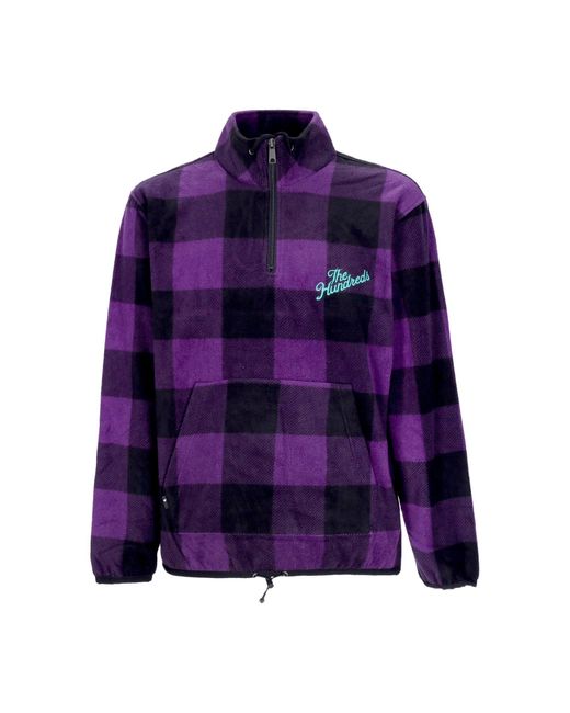 The Hundreds Purple High Neck Sweatshirt Buffalo Mock Neck Pullover for men