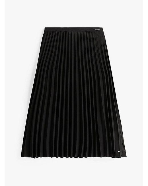 Tommy Hilfiger Black Gonna Fluid Pleated Pull On Midi Skirt