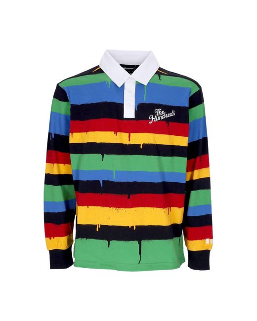 The Hundreds Blue Long Sleeve Polo Spray Drip/S Rugby for men