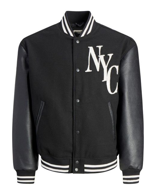 Jack Jones Men's Black Jackets And Jackets 12238303 Varsity