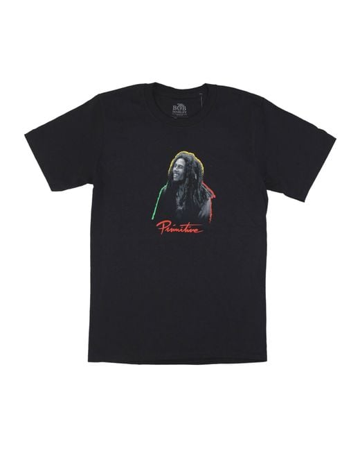 Camiseta One Love Tee X Bob Marley Negra Para Hombre Primitive Skateboarding de hombre de color Black