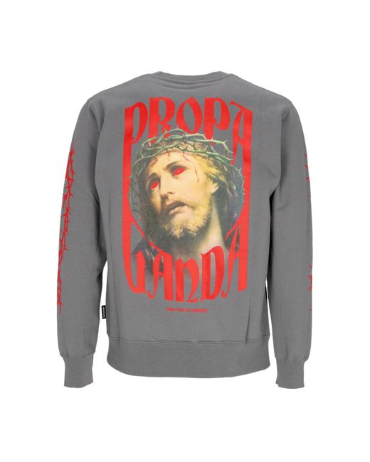 Sudadera Con Cuello Redondo Para Hombre Crown Crewneck Gris Propaganda de hombre de color Gray