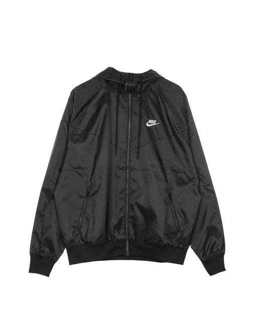 Nike Black Windbreaker Sportswear Woven Lined Windrunner Hooded Jacket for men