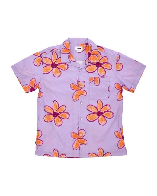 Obey Wyatt Woven Herren Kurzarmhemd in Pink für Herren