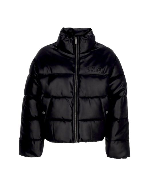 Karlkani Black Kurze Daunenjacke Fur Damen W Serif Crop Puffer Jacket Schwarz