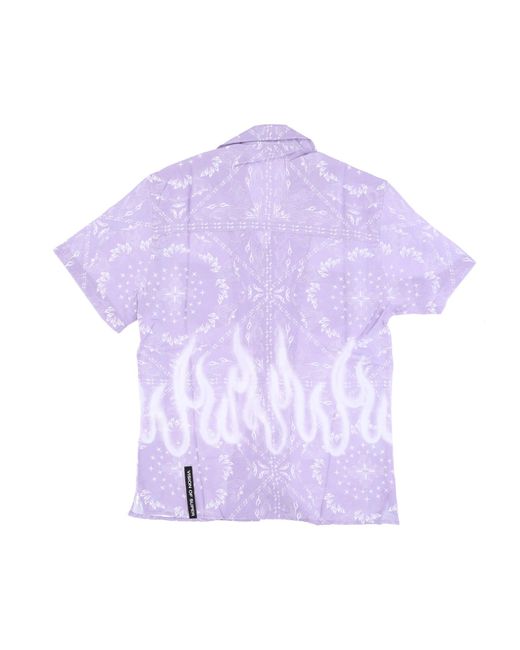 Vision Of Super Purple Short Sleeve Shirt Spray Flames Bandana Shirt for men