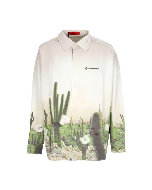 Acupuncture Green Long Sleeve Shirt Cactus Shirt for men