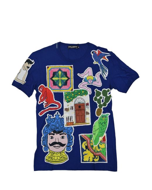 Dolce & Gabbana Blaues Herren-Baumwoll-T-Shirt Mod. G8Fv4Tg7Fyls9000 in Blue für Herren