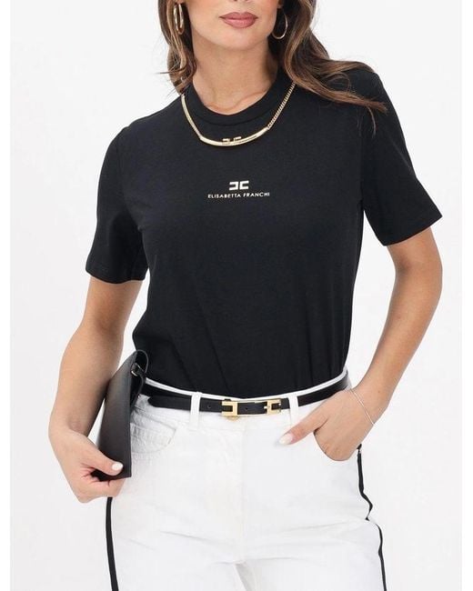 Elisabetta Franchi T-Shirt Vrouw Ma02856E2 110 in het Black
