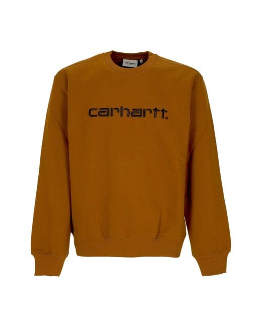 Carhartt Herren-Sweatshirt Mit Rundhalsausschnitt Und Logo Mit Rundhalsausschnitt, Deep H Braun/Schwarz in Brown für Herren