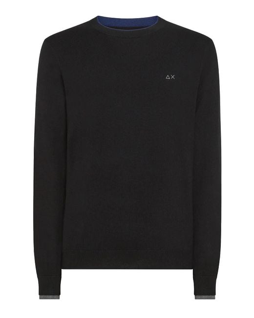 Sun 68 Black Round Double Rib Double Rib Double Edge Collo E Sleeve K43106 11 Nero for men