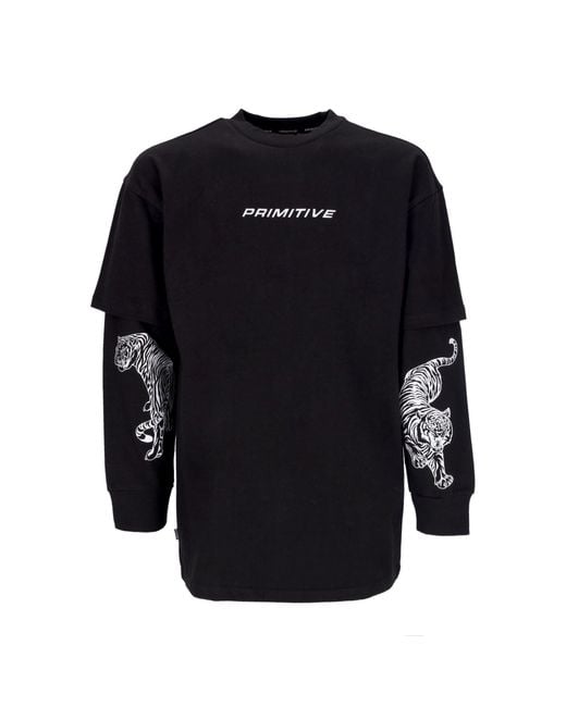 Camiseta De Manga Larga Hunter Two-Fer/S Knit Negro Hombre Primitive Skateboarding de hombre de color Blue