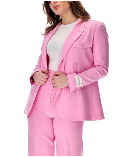 hinnominate Pink Soft Double-Breasted Jacket With Personalized Label Bonbon
