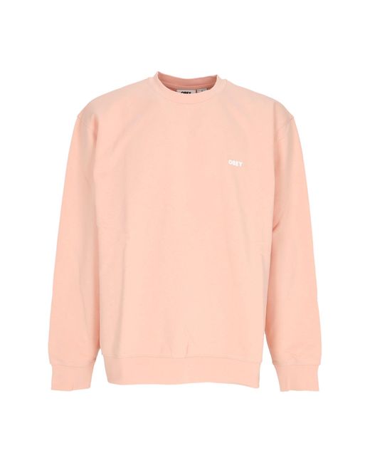 Obey Lichtgewicht Herensweatshirt Met Ronde Hals Bold Box Fit Premium Crew Fleece in het Pink voor heren