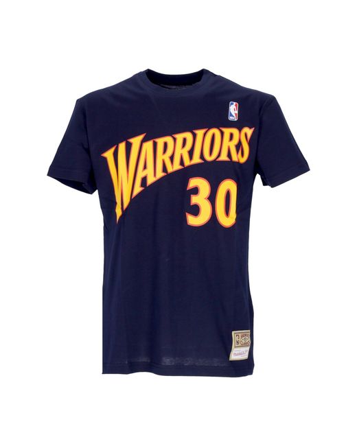 Camiseta Hombre Nba Tee Hardwood Classics No 30 Stephen Curry Golwar Mitchell & Ness de hombre de color Blue